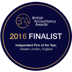 Finalist in the British Accountancy Awards - 'Independent Firm of the Year, Greater London' 2016